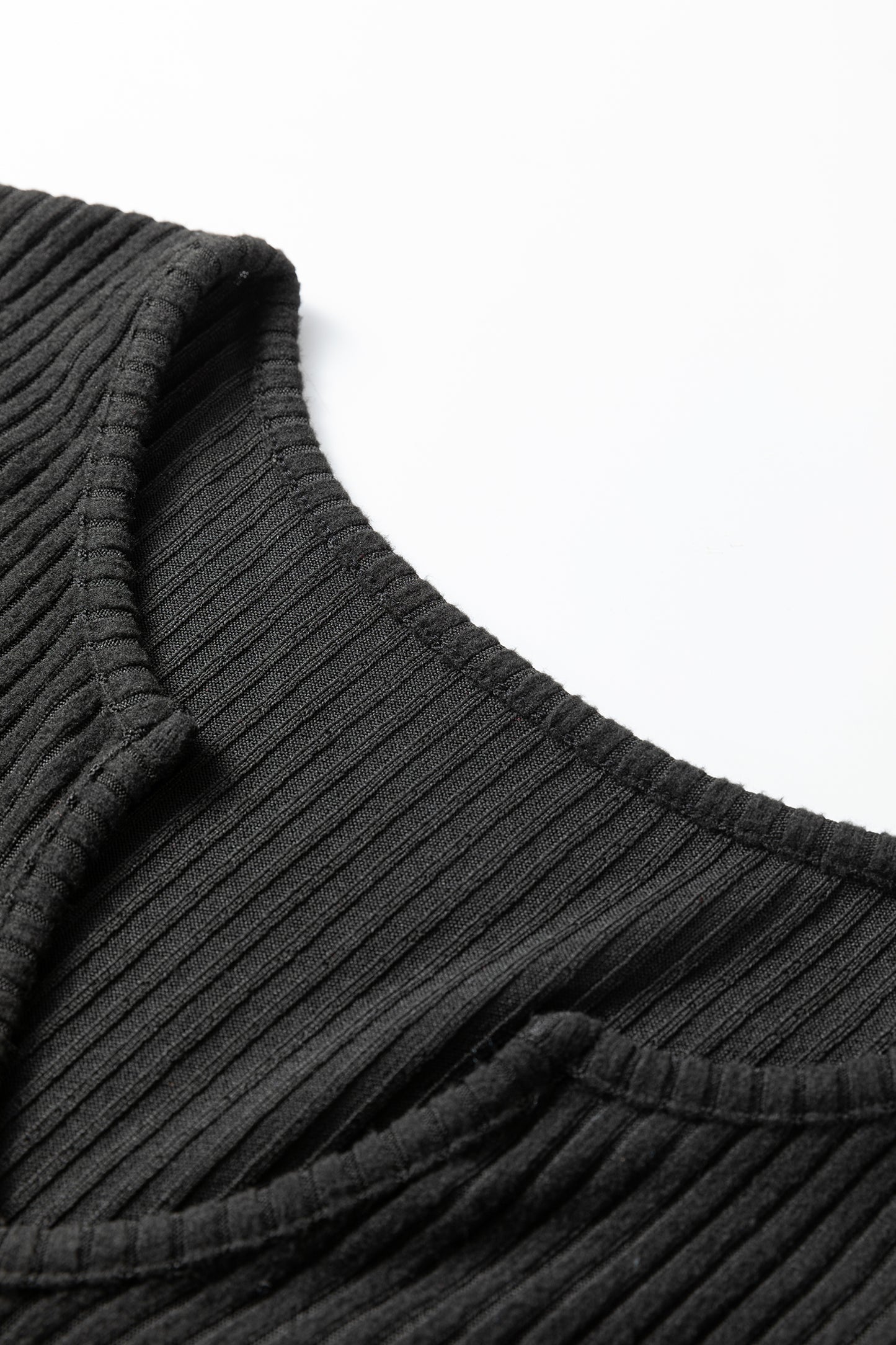 Grass Green Ribbed Notched Neck Knit Long Sleeve Leggings Two Pieces Lounge Set