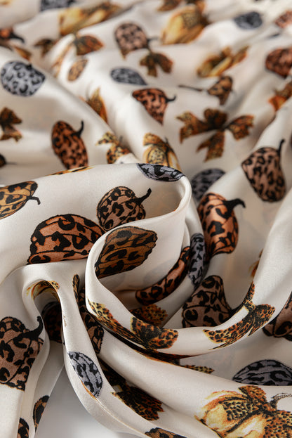 Beige Leopard Pumpkin Allover Halloween 2pcs Pajama Set