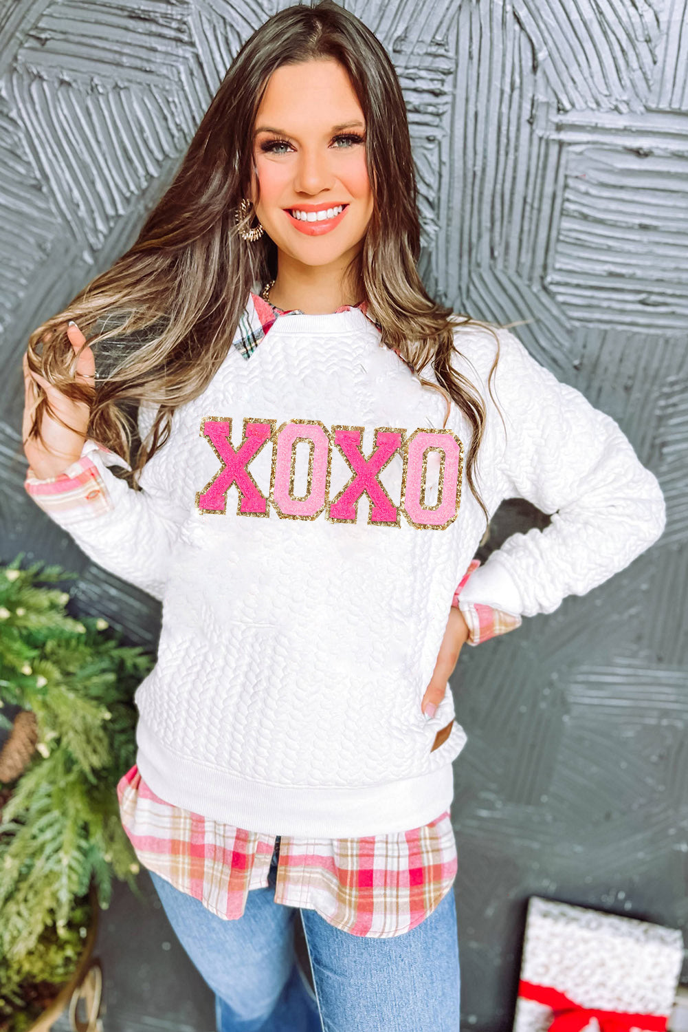 Dearlovers White Merry And Bright Cable Knit Pullover Sweatshirt
