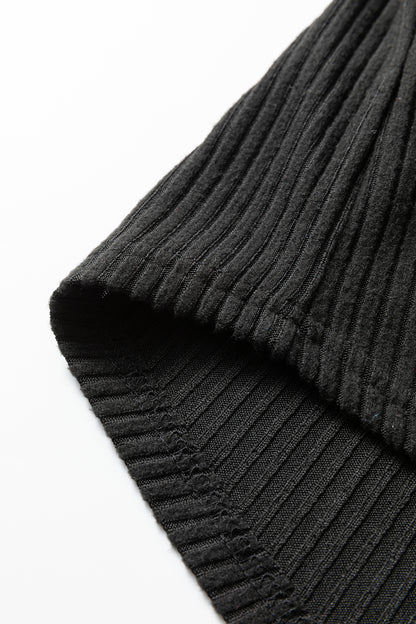 Grass Green Ribbed Notched Neck Knit Long Sleeve Leggings Two Pieces Lounge Set